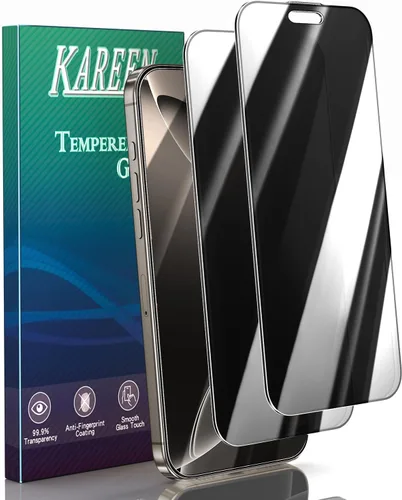 Miniatura 15 de KAREEN Paquete de 2 protectores de pantalla para iPhone 15/ iPhone 15 Pro, película de vidrio templado de 6.1 pulgadas, dureza 9H, antiarañazos, sin