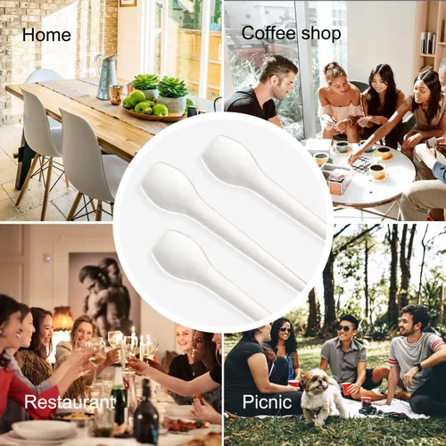 Miniatura 5 de Cucharas de postre de plástico desechables de 6 pulgadas, sin BPA, tamaño pequeño con punta frontal cuadrada, ideal para pasteles, yogur, helados
