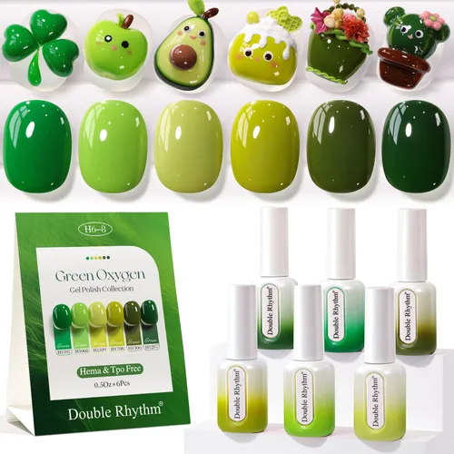 Miniatura 26 de Double Rhythm Juego de 6 esmaltes de gel sin hema, de 0.50 onzas, del mismo color, del mismo color, con el mismo color que se remoja, kit de esmalte