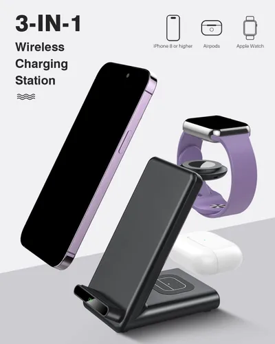 Miniatura 3 de Estación de carga inalámbrica, soporte de carga 3 en 1 hecho para Apple Watch Ultra 11 10 9 8 7 6 SE 5 4 3, cargador inalámbrico rápido hecho