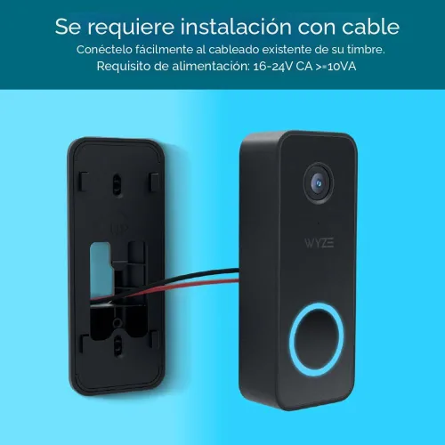 Miniatura 5 de WYZE Cámara de timbre con cable v2 (se requiere cableado de timbre existente), timbre de video de seguridad 2K, visión nocturna a color, audio de 2