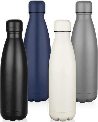 Miniatura 20 de OWS - Botellas de agua aisladas de 17 onzas a granel paquete de 1/2/4 botellas de agua deportivas de metal, botella de doble pared al vacío sin BPA