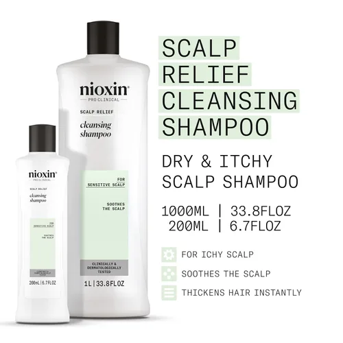 Miniatura 2 de Nioxin Scalp Relief Cleansing Shampoo Soothes, Hydrates, & Thickens Hair For Sensitive, Dry, & Itchy Scalp Made with Aloe Vera & Vitamin E