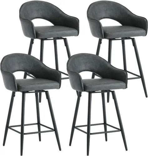 Miniatura 13 de DUOMAY Juego de 2 taburetes de bar giratorios, modernos taburetes de altura de mostrador de 27 pulgadas, silla de isla de cocina tapizada de Blanco