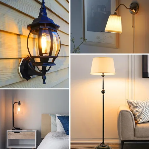 Miniatura 7 de Jensense Bombillas LED Edison E26, 60 vatios equivalentes, bombillas regulables, 2300 K, luz blanca cálida (cristal ámbar), estilo vintage