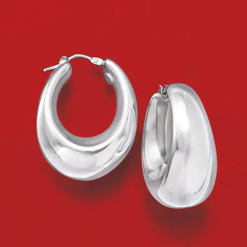 Miniatura 3 de Ross-Simons Pendientes de aro graduados de plata de ley italiana, Plata de ley, no conocido