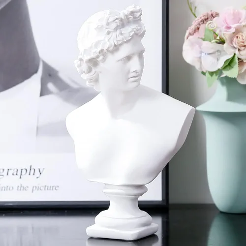 Miniatura 6 de Estatua clásica griega de busto de David Man de 11.8 pulgadas, escultura de resina grande de resina romana Apolo para decoración del hogar
