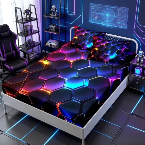 Miniatura 25 de HOSIMA Juego de ropa de cama, sábanas de microfibra de bolsillo profundo tamaño Queen de 61"×81" con 2 fundas de almohada, ropa de cama