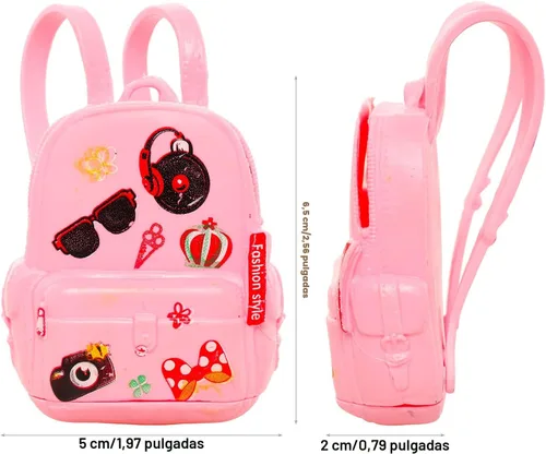 Miniatura 5 de ENOCHT 19 piezas de muñeca niña accesorios escolares mochila mini lámpara de escritorio portátil mini globo gafas y auriculares para muñeca de 11.5