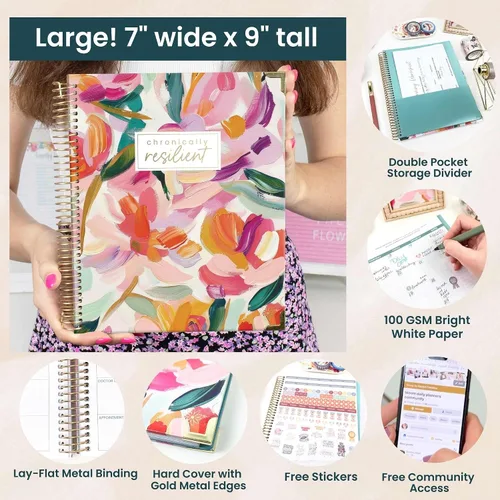 Miniatura 7 de bloom daily planners Planificador de enfermedades crónicas y diario médico sin fecha – rastreador de dolor y síntomas de 12 meses, registro