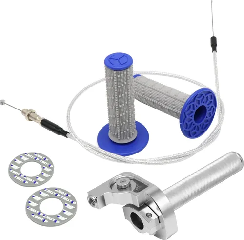 Miniatura 9 de Agarre del acelerador para motocicleta de 7/8 pulgadas, 0.866 in, torcida rápida de aluminio CNC con cable de acelerador y agarre para manillar Rojo