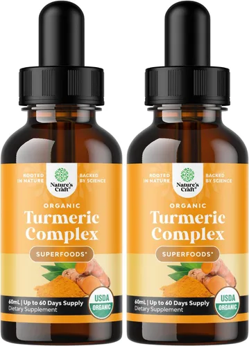 Miniatura 10 de Gotas líquidas de cúrcuma orgánica para adultos, curcumina de cúrcuma con pimienta negra, canela y extracto de jengibre líquido para dolor