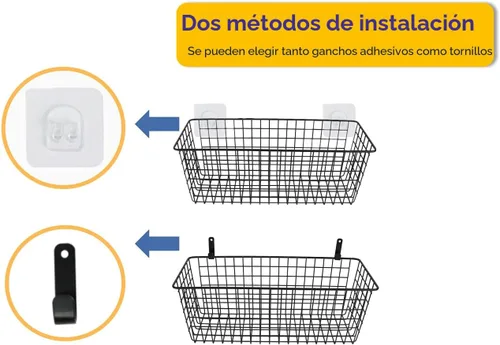 Miniatura 8 de Joben Oligey Juego de 3 cestas colgantes de pared [extragrandes], cesta de alambre para almacenamiento de despensa, almacenamiento de alimentos