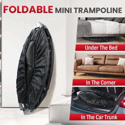 Miniatura 4 de Trampolín plegable portátil Fitnes en el hogar, mini rebote para niños, adultos, carga máxima de 40 pulgadas, 330 libras Rojo con mango