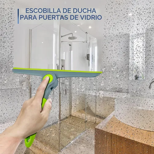 Miniatura 4 de DSV Standard Escobilla de limpieza de ventanas resistente verde y gris de 10 pulgadas, escobilla de mano para puertas de vidrio, ventanas