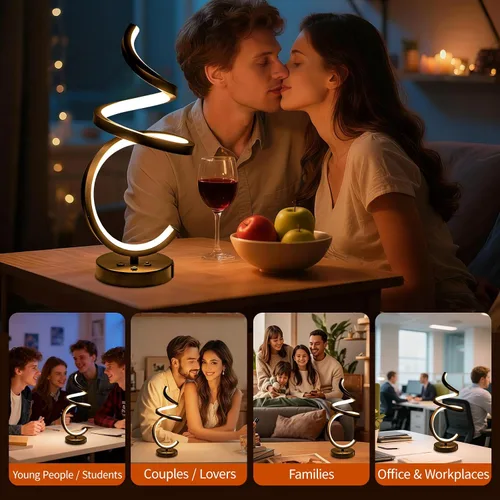 Miniatura 8 de Lámpara de mesa LED en espiral RGB, lámpara de noche creativa regulable, luz moderna que cambia de color para dormitorio, sala