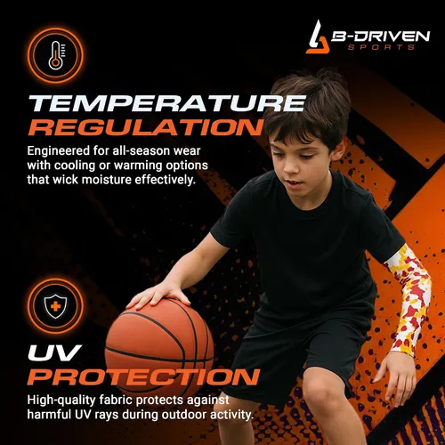 Miniatura 5 de B-Driven Pro-Fit Sports - Manga de compresión deportiva para hombres, mujeres y jóvenes, diseños de camuflaje, ayuda a la circulación y refrigeración