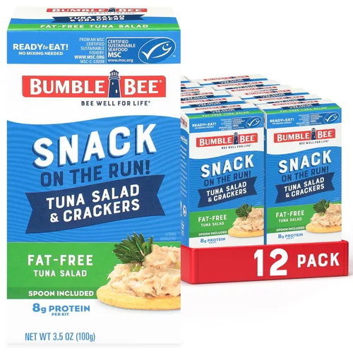 Miniatura 17 de Bumble Bee Snack On The Run - Kit de ensalada de atún original con galletas saladas, paquete de bocadillos de proteína listo para comer, 8g