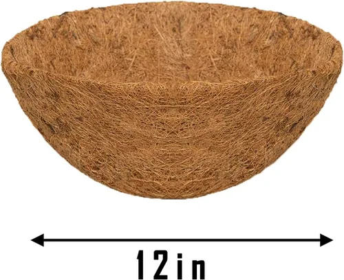 Miniatura 6 de Paquete de 3 forros de coco de 12 pulgadas para macetas, revestimientos de coco para cestas colgantes, forro de repuesto de fibra de coco 100%