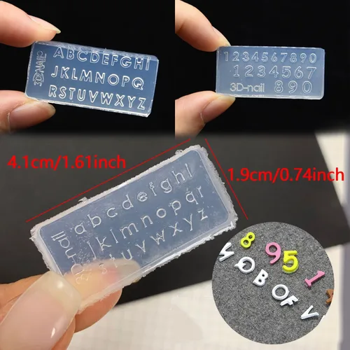 Miniatura 6 de Moldes de letras numéricas para uñas, letras A-Z y números 1-10, moldes de resina 3D 26 alfabetos, moldes de uñas para decoración de uñas, moldes
