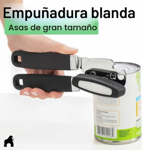 Miniatura 4 de Abridor de latas manual de acero inoxidable resistente de borde suave GORILLA GRIP, mango suave y cómodo, perilla giratoria grande de mano, Negro