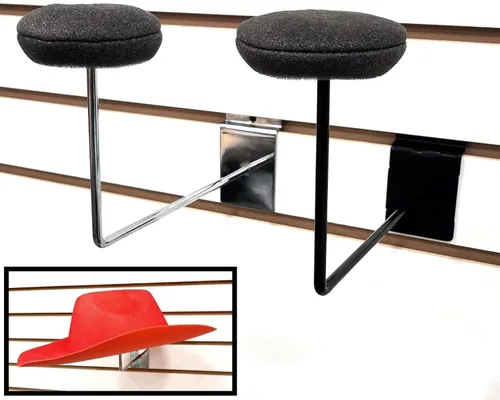 Miniatura 10 de Slatwall - Exhibidor de sombrero, estante de exhibición de sombreros Millinery con almohadilla de espuma, cromado, 1 unidad