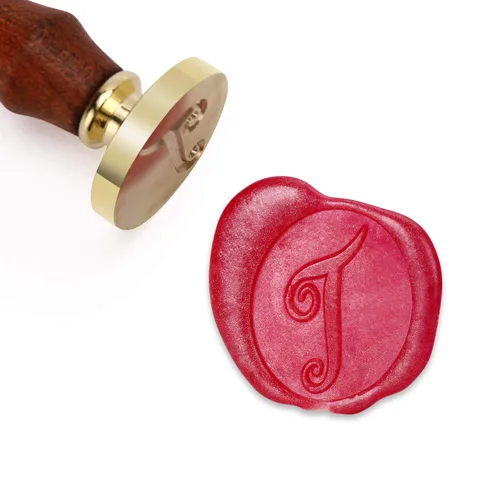 Miniatura 17 de Sello de cera Mceal, sello de latón con mango de madera, sello grande de 30 mm, letra H caligráfica