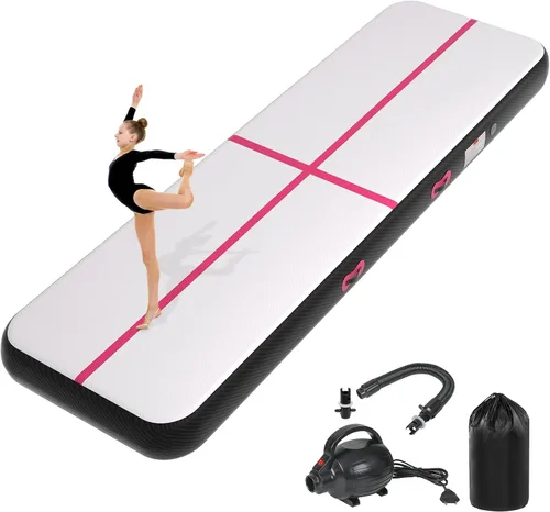 Colchoneta inflable de gimnasia de 6, 10, 13, 16, 20 pies, 4/8 pulgadas de grosor, con bomba de aire eléctrica para uso doméstico, entrenamiento,