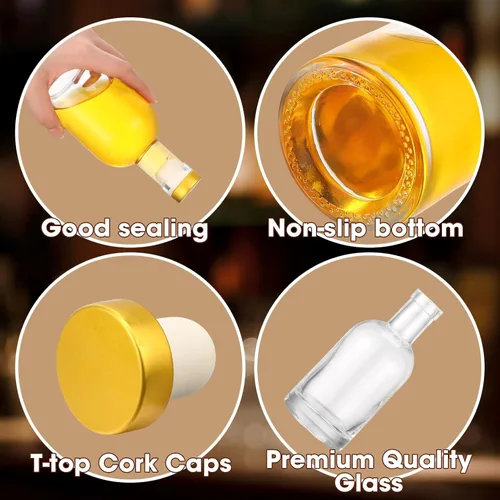 Miniatura 3 de Dandat 24 botellas de vidrio transparente de 3 onzas con tapa hermética superior de 3.4 fl oz, salsas de fondo pesado, botella de vidrio hermética