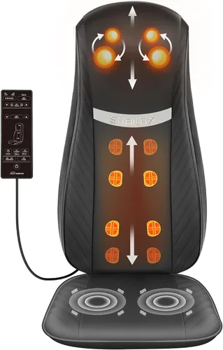 Snailax Masajeador Shiatsu de espalda y cuello 2026 con calor, almohadilla para silla de masaje de amasamiento profundo, intensidad ajustable, cojín