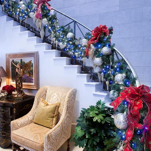 Miniatura 8 de JMEXSUSS Guirnalda de luces de Navidad de 200 LED azules y blancas, 66 pies, de exterior, expansible, para árbol, fiesta o decoración de hogar