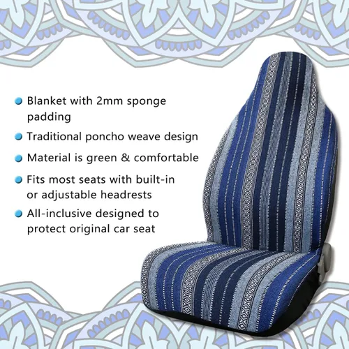 Miniatura 2 de uxcell 7pcs Manta Durable Baja Bucket Seat Protector para Coche Auto Azul