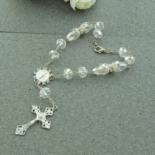Miniatura 7 de Rosario de la década de cristal Bautizo Fiesta Favor (12 piezas) Quinceañera Boda Primera Comunión Niño Niña Regalo Bautizo Celebración de Eventos