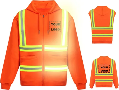 Miniatura 17 de Hi Vis - Sudadera de seguridad con capucha y manga extraíble, forro polar de alta visibilidad, chaqueta de trabajo Negro - Estilo 4