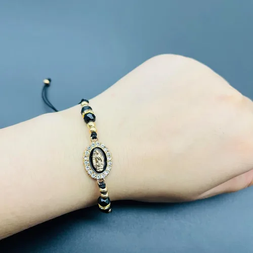 Miniatura 2 de Pulsera Virgen María con cordón ajustable Nuestra Señora de Guadalupe Pulsera de cuentas de cristal