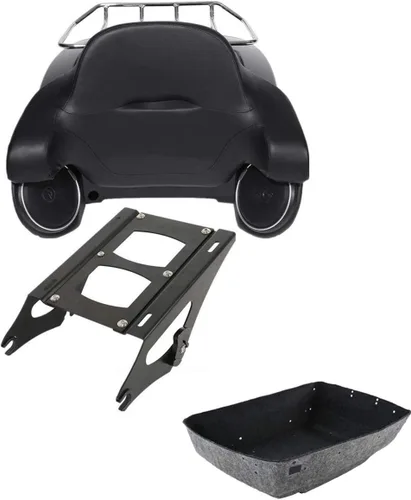 Miniatura 29 de TCMT Caja de maletero para motocicleta King con respaldo envolvente y portaequipajes con altavoces, para 2 personas, compatible con Harley 2014-2025