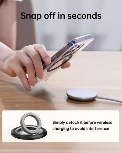 Miniatura 8 de SYNCWIRE - Soporte magnético con aro para MagSafe, 2 piezas, imán doble, rotación de 360 grados, agarre y soporte para teléfono, aro para dedo