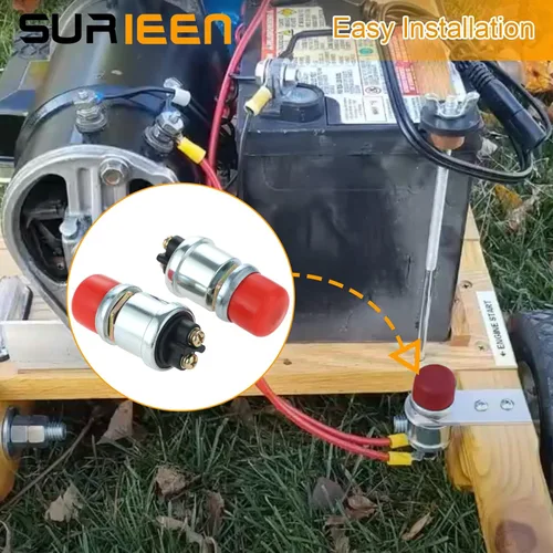Miniatura 4 de Botón de arranque del motor, interruptor momentáneo de 12 V y 24 V, botón pulsador de alta resistencia, interruptor de arranque momentáneo