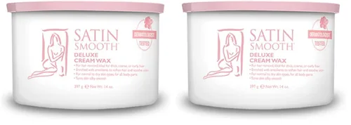 Miniatura 13 de Cera depilatoria en crema de lujo Satin Smooth - Cera suave para cara y cuerpo, depilación profesional para piel sensible, cabello grueso y rizado