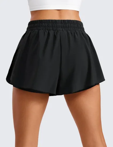 Miniatura 50 de CRZ YOGA Pantalones cortos de correr 2 en 1 para mujer, cintura alta, secado rápido, para atletismo, gimnasio, descanso, entrenamiento, lindas