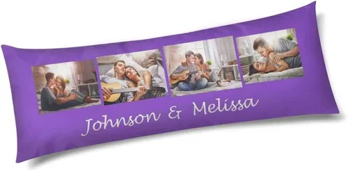 Miniatura 10 de InterestPrint Funda de almohada corporal personalizada de 21 x 60 pulgadas, con nombre de imagen, imagen, texto, funda de almohada corporal para N.º