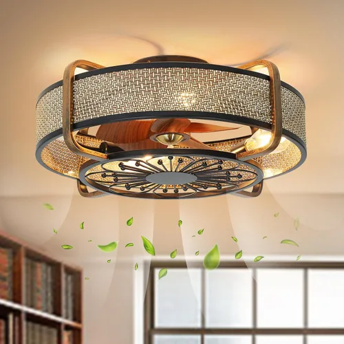Miniatura 9 de Chinco Star Ventilador de Techo Enjaulado con Luz, Ventilador de Techo Fandelier Dorado y Control Remoto - Motor Reversible, Viento de 6