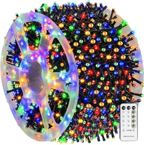 Miniatura 28 de Dazzle Bright - Guirnalda de luces de Navidad para exteriores, 1000 luces LED de 328 pies, enchufe de luz de hada con control remoto, 8 modos
