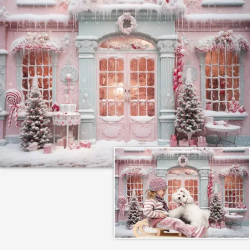 Miniatura 10 de Telón de fondo de ventana de Navidad país de las maravillas 10x8 pies árbol de Navidad rojo para niños fotografía invierno nevado fondo de foto