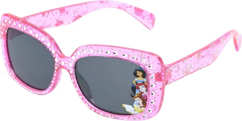 Disney Lentes de sol rectangulares para niñas Princess Sparkle para niños inyección de color rosa y purpurina 49 Inyección de rosapurpurina 49