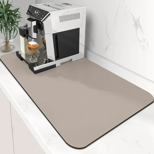 Miniatura 31 de WISELIFE Tapete de café súper absorbente para secar platos, accesorios de barra de café, combina con máquina, tapetes de secado grandes para Negro