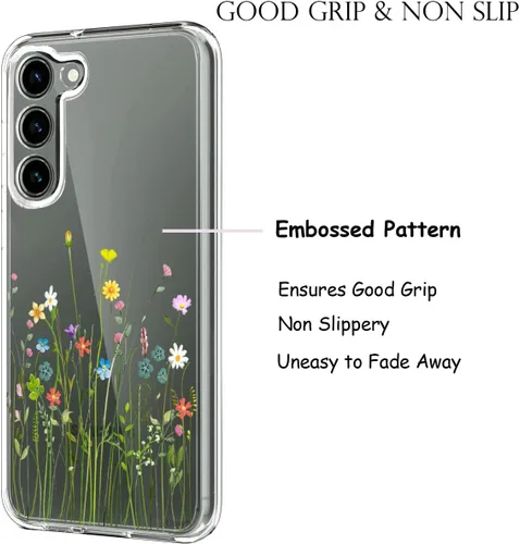 Miniatura 5 de Unov Funda compatible con Galaxy S23 transparente con diseño de TPU suave, absorción de golpes, patrón delgado en relieve protector de 6.1 pulgadas