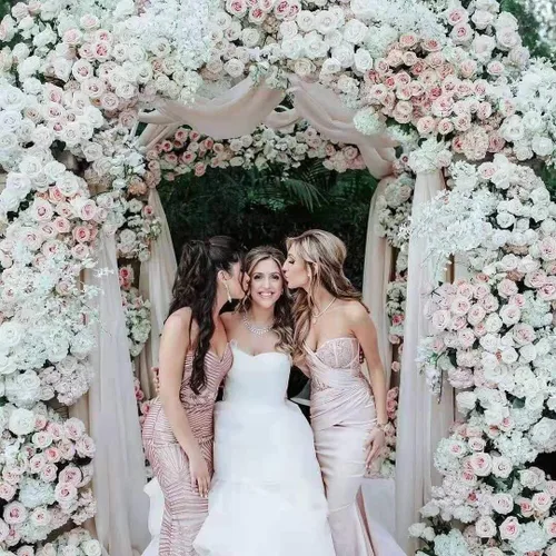 Miniatura 6 de Cabezas de hortensias de seda con tallos de flores artificiales para decoración del hogar, boda, paquete de 10 unidades (rosa melocotón)