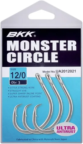 Miniatura 3 de BKK Gancho Monster Circle 4X Revestimiento ultraantioxidante de agua salada Punta de gancho de aguja Mango forjado Cebo de arrastre y vivo