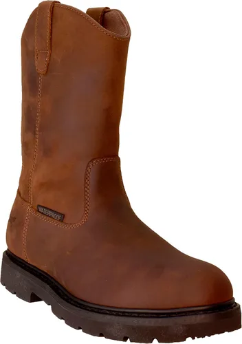 Miniatura 8 de Golden Fox Botas de Trabajo de 12" Tipo Pull On Wellington de Cuña con Suela Exterior Ligera para Construcción, Agricultura y Ganadería Marrón